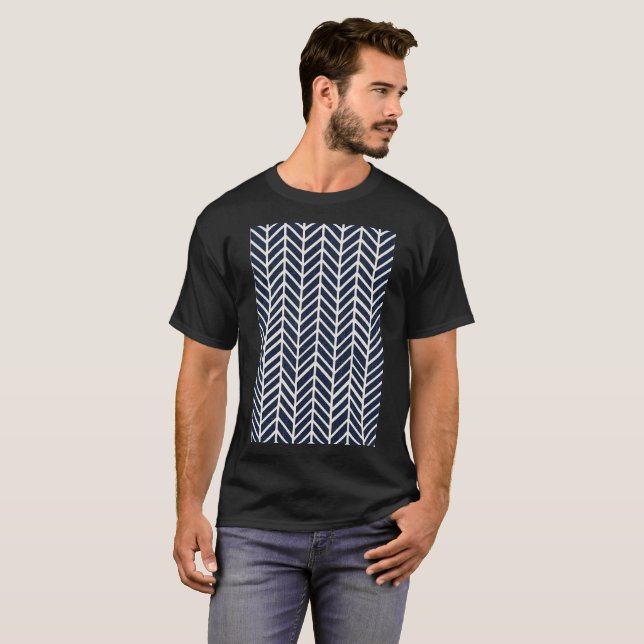 T-shirt Motif Poisson Navy Blue en Chevron (Devant entier)