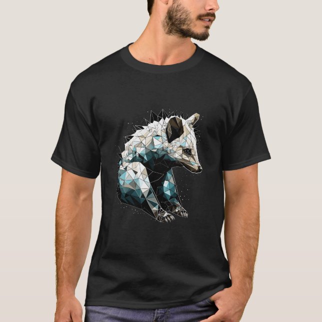 T-shirt Motif polygonal d'animal de mouffette géométrique (Devant)