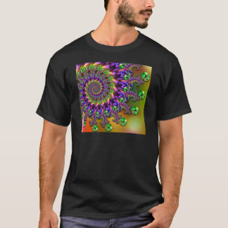T-shirt Motif pourpre et vert de fractale de Bokeh