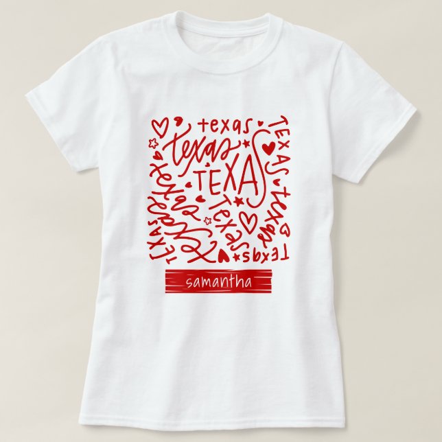 T-shirt Motif Red Texas Doodle (Design devant)
