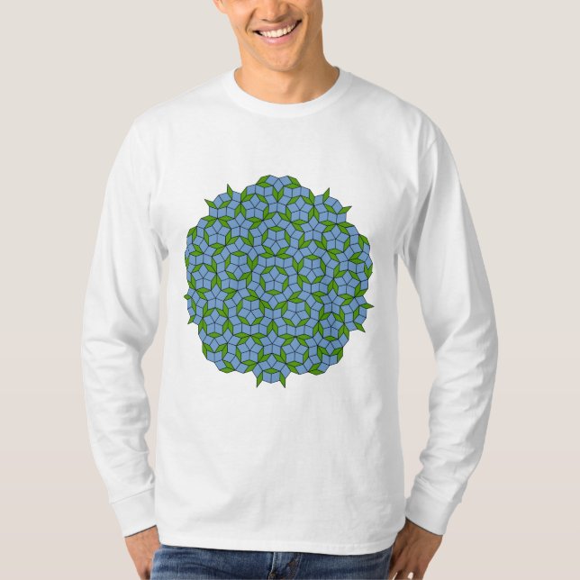 T-shirt Motif Rhombus Penrose vert et bleu (Devant)