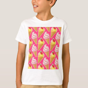 T-shirt Motif rose Kawaii avec tarte à la crème glacée aux