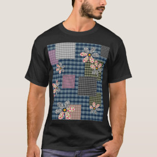 T-shirt Motif rustique rétro multicolore en patchwork