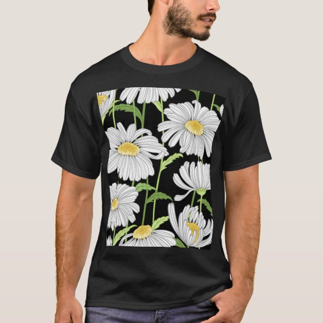 T-shirt Motif sans couture avec des fleurs d'été. (Devant)