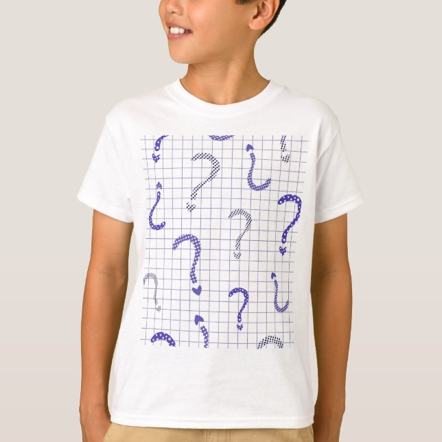 T-shirt Motif sans fin point d'interrogation bleu (Devant)