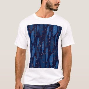T-shirt Motif sans joint atomique bleu du milieu du siècle