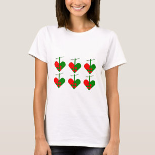 T-shirt Motif scandinave mignon de coeur de Noël