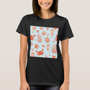 T-shirt Motif sous-marin mignon avec animaux marins, crabe