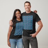 Motif symétrique de motifs bleus sur un textile