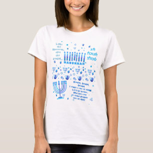 T-shirt Motif tendance du Festival Hanoukka Blue Doodle