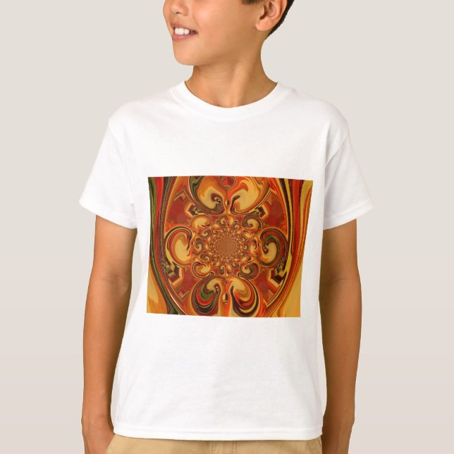 T-shirt Motif tourbillonnant : Tons d'orange, Brown et ver (Devant)