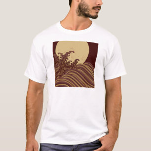 T-shirt Motif traditionnel japonais de vague et de lune