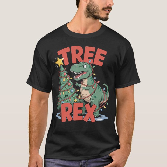 T-shirt Motif Tree-Rex pour enfants et adultes (Devant)