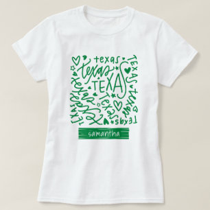 T-shirt Motif vert Texas Doodle