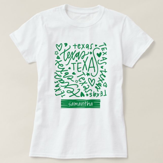 T-shirt Motif vert Texas Doodle (Design devant)