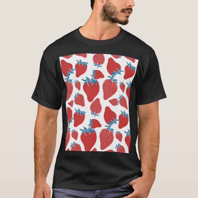 T-shirt Motif Vintage de fraise à main (Devant)