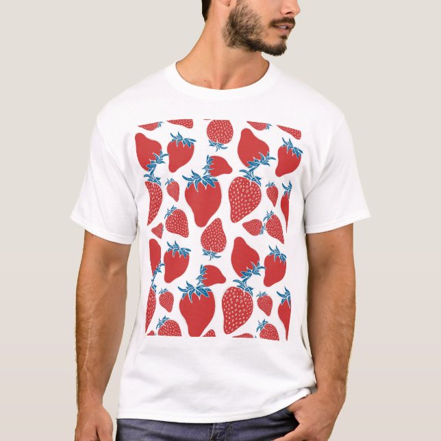 T-shirt Motif Vintage de fraise à main (Devant)