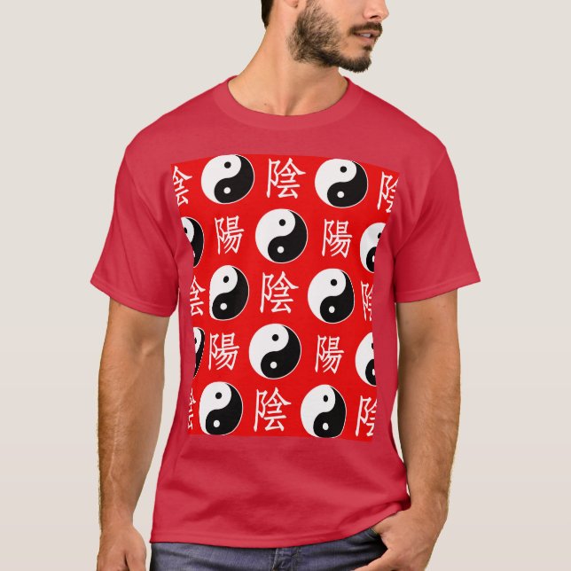 T-shirt Motif Yin Yang chinois rouge (Devant)