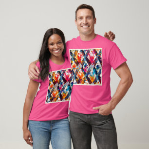 T-shirt Motifs Abstraits dynamiques en diamant