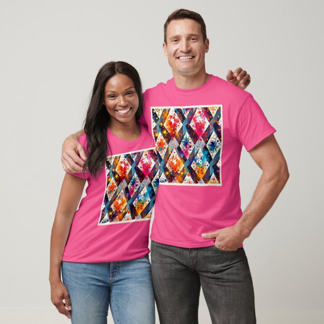 T-shirt Motifs Abstraits dynamiques en diamant (Unisexe)