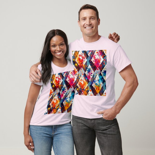 T-shirt Motifs Abstraits dynamiques en diamant (Unisexe)