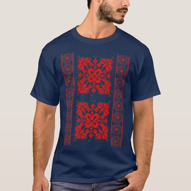 T-shirt Motifs d'art folklorique roumain traditionnels d'O (Devant)
