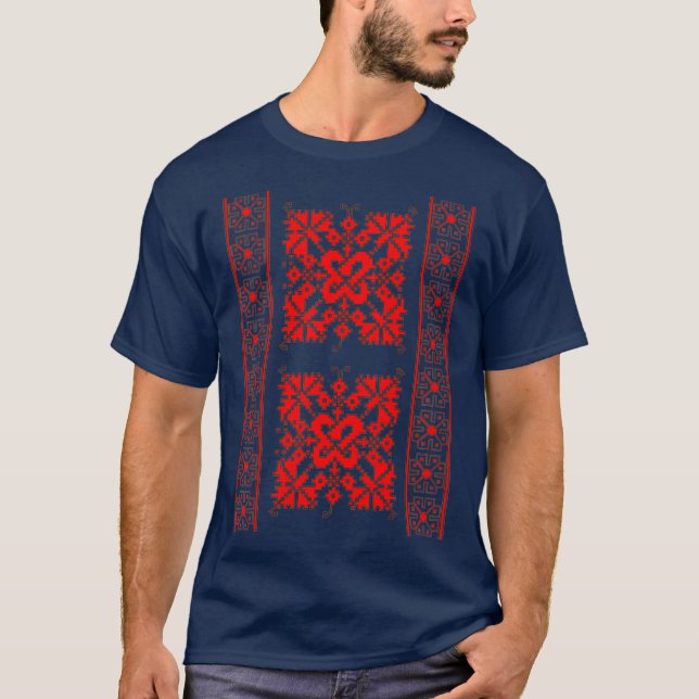 T-shirt Motifs d'art folklorique roumain traditionnels d'O (Devant)