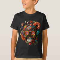 Motifs de crâne mexicain colorés Fleurs Halloween