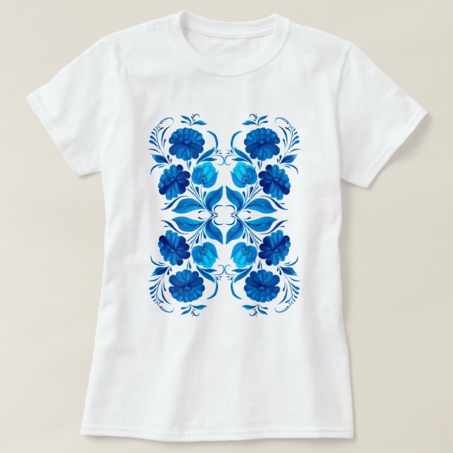 T-shirt Motifs en fleurs bleues (Design devant)