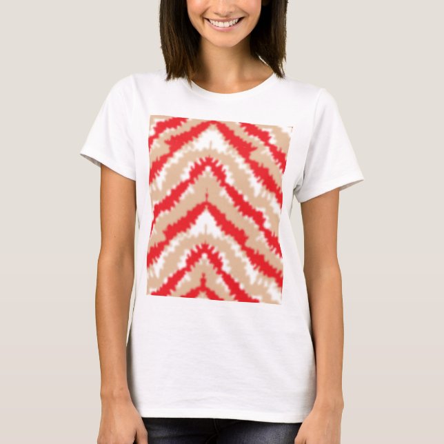 T-shirt Motifs et motifs de texture rouge, orange et rose (Devant)