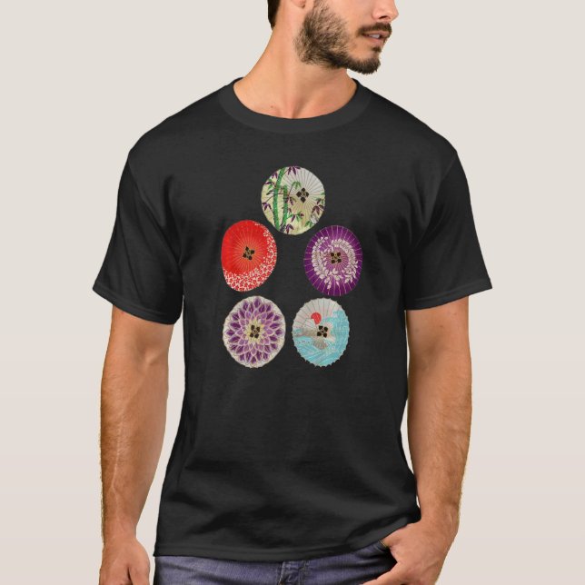 T-shirt Motifs japonais traditionnels. Cinq parapluies #2  (Devant)