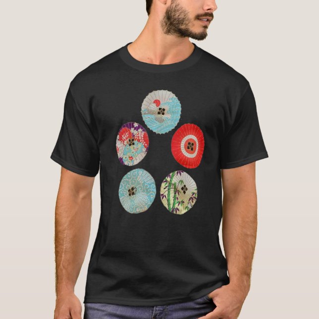 T-shirt Motifs japonais traditionnels cinq Umbrell peint (Devant)