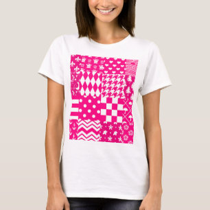T-shirt Motifs mélangés rose blanc