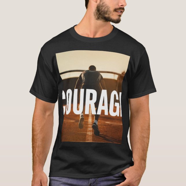 T-Shirt Motivant Courage Runner, Cadeau Athlète, (Devant)