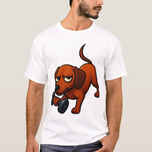 T-shirt Motivation de bande dessinée de haltère de teckel