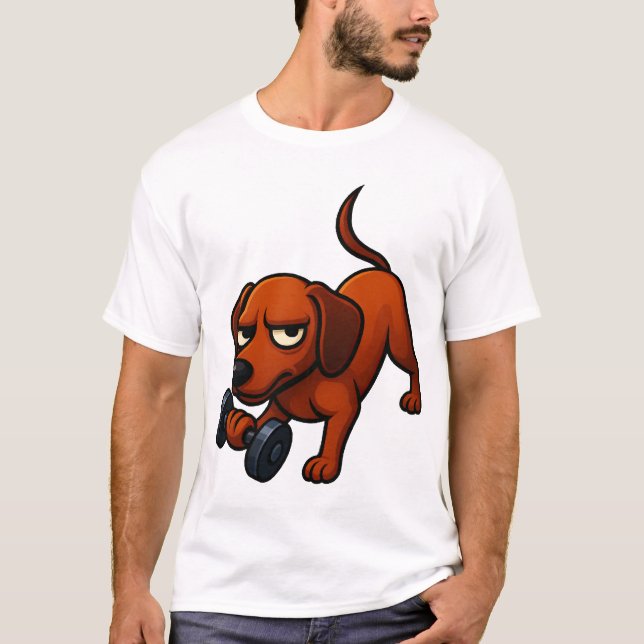 T-shirt Motivation de bande dessinée de haltère de teckel  (Devant)