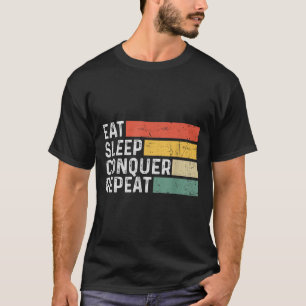 T-shirt Motivation Drôle Rétro Vintage - Manger Dormir Con