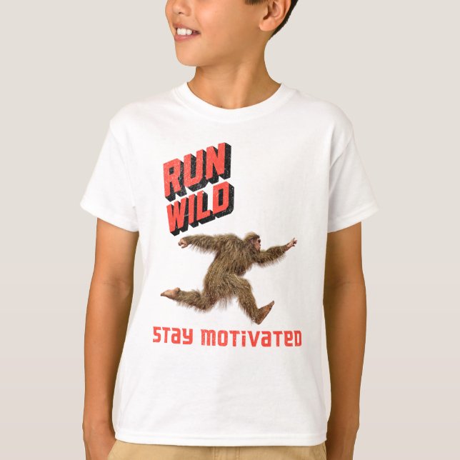 T-shirt Motivation Fitness Bigfoot Cours à Fond (Devant)