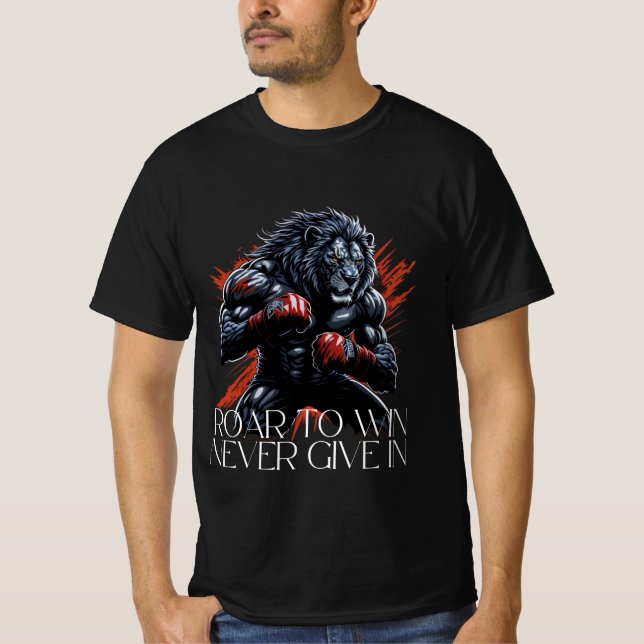 T-Shirt Motivationnel Lion Boxe Gym (Devant)