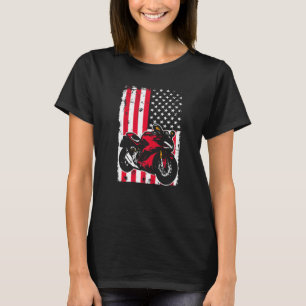 T-shirt Moto Avec Nous Drapeau Américain Quatrième 4 Juil