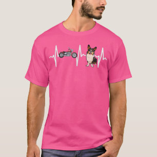 T-shirt Moto Cardigan Welsh Corgi Heartbeat Dog Log