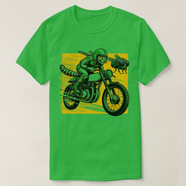 T-shirt Moto Cat Cicadas Feline Biker le plus rapide (Design devant)