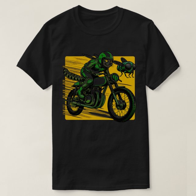 T-shirt Moto Cat Cicadas Feline Biker le plus rapide (Design devant)
