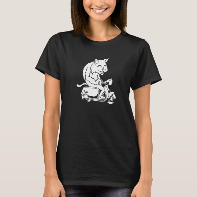 T-shirt Moto Chat Mobylette Scooter Vélo (Devant)