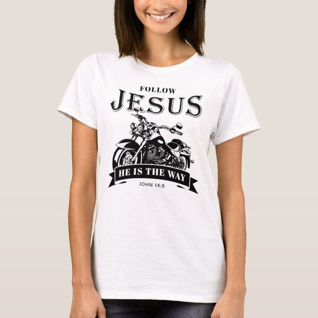 T-shirt Moto Christian Biker John 14:6 Suivre Jésus (Devant)