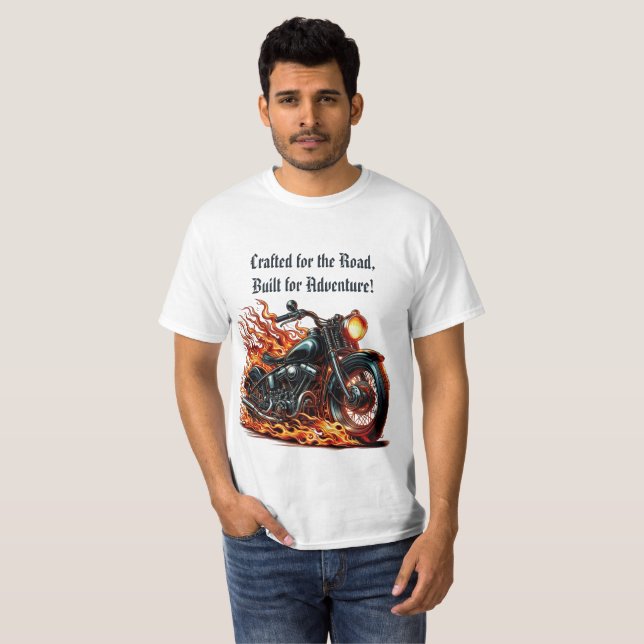 T-shirt Moto classique en mouvement avec flammes (Devant entier)
