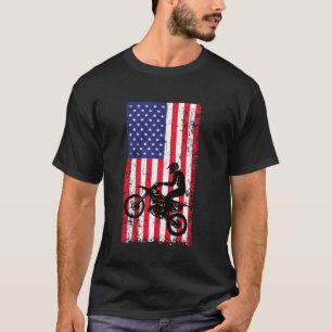 T-shirt Moto Cross Drapeau Américain US Motocross Biker Vi