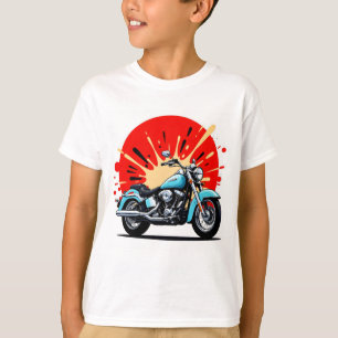 T-Shirt Moto Cruiser Bleu Rétro – T-Shirt Moto Pop
