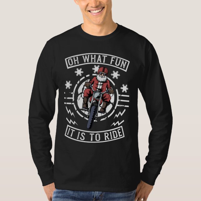 T-shirt Moto de Noël Santa Claus Biker Papa Bike (Devant)
