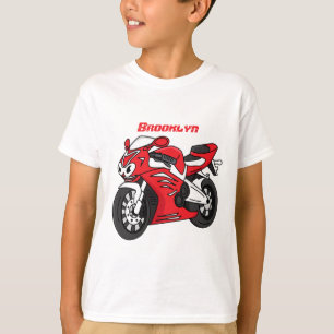 T-shirt Moto de sport rouge mignonne dessin animé